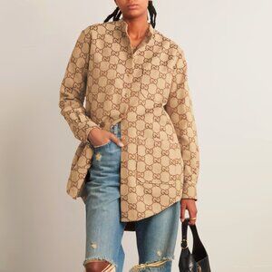 Gucci Camel Ebony Maxi GG Canvas Utility Shirt